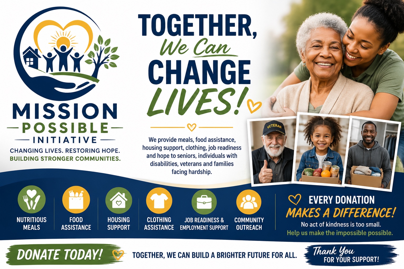 Mission Possible Initiative community support and donation banner
